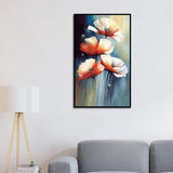 Vintage Abstract Floral Canvas Floating Framed Wall Painting