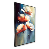 Vintage Abstract Floral Canvas Floating Framed Wall Painting