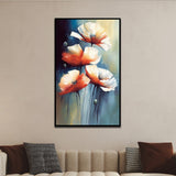 Vintage Abstract Floral Canvas Floating Framed Wall Painting