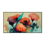 Modern Orange Floral Painting for Wall Décor