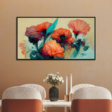 Modern Orange Floral Painting for Wall Décor