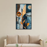 Blue and Brown Modern Abstract Floating Frame Canvas Wall Painting
