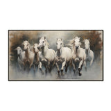 Stunning 7 White Running Horses Modern Art Canvas Wall Painting