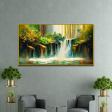 Vibrant Waterfall Landscape Vastu Canvas Wall Painting
