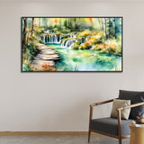 River in Autumn Forest Canvas Print Wall Painting
