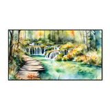 River in Autumn Forest Canvas Print Wall Painting