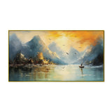 Lake View with Sailboat Abstract Canvas Wall Painting