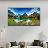 Beautiful Nature Calm Lake Reflection Canvas Wall Painting with Floating Frame