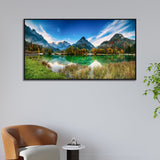 Beautiful Nature Calm Lake Reflection Canvas Wall Painting with Floating Frame