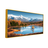 Snow Covered Peaceful Nature Mountain Lake Abstract Canvas Wall Painting