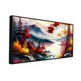 Beautiful Lake with Mountain Multicolor Nature Floating Framed Wall Painting
