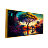 African Elephant in Tropical Jungle Floating Frame Canvas Wall Painting