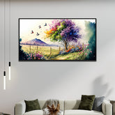 Panoramic Blooming Trees Multicolor Nature Landscape Canvas Wall Painting