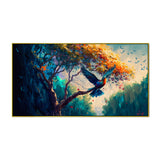 Beautiful Birds Flying in Majestic Forest Canvas Wall Painting with Frame