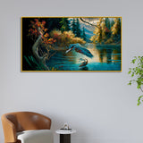 A Glimpse of Freedom Birds Soaring Above a Winding River Canvas Painting