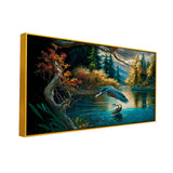 A Glimpse of Freedom Birds Soaring Above a Winding River Canvas Painting