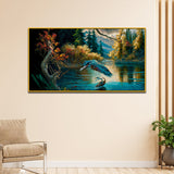A Glimpse of Freedom Birds Soaring Above a Winding River Canvas Painting