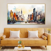 Skyscraper Cityscape Canvas Wall Painting With Floating Frame