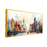 Skyscraper Cityscape Canvas Wall Painting With Floating Frame