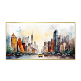 Skyscraper Cityscape Canvas Wall Painting With Floating Frame