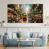 Night Lights Urban Cityscape Canvas Wall Painting with Frame