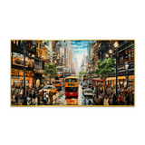Night Lights Urban Cityscape Canvas Wall Painting with Frame