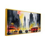 Elegant Cityscape Floating Frame Canvas Wall Painting