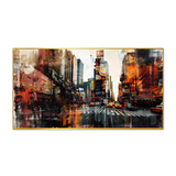 Large Cityscape Canvas Wall Painting with Frame for Home Décor