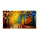 Autumn Alley with Trees Yellow and Orange Leaves Beautiful Canvas Wall Painting