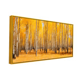 Stunning Birch Trees Yellow Forest Panorama Modern Design Canvas Painting