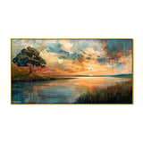Sunset on Lake Digital Printed Canvas Painting for Wall Décor