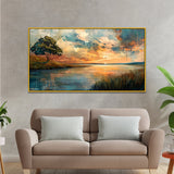 Sunset on Lake Digital Printed Canvas Painting for Wall Décor