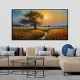 Beautiful Sunrise Painting Over a Tranquil Floral Meadow