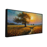 Beautiful Sunrise Painting Over a Tranquil Floral Meadow