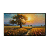 Beautiful Sunrise Painting Over a Tranquil Floral Meadow