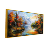 Beautiful Canvas Painting of Mountains with River and Trees
