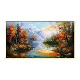 Beautiful Canvas Painting of Mountains with River and Trees