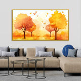 Beautiful Autumn Landscape Canvas Painting with Yellow Trees