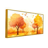 Beautiful Autumn Landscape Canvas Painting with Yellow Trees