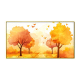 Beautiful Autumn Landscape Canvas Painting with Yellow Trees