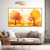 Beautiful Autumn Landscape Canvas Painting with Yellow Trees