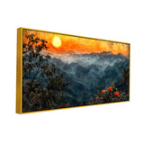 Beautiful Sunrise Nature Painting with Mountain Range