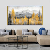 Beautiful Painting of Mountain Covered in Clouds and Trees