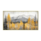 Beautiful Painting of Mountain Covered in Clouds and Trees