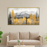 Beautiful Painting of Mountain Covered in Clouds and Trees