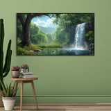 Majestic Waterfall in Forest Canvas Print Wall Painting