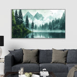 Foggy Pine Forest Misty Nature Landscape Canvas Wall Painting