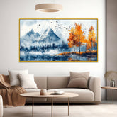 Snowy Mountain Landscape Canvas Wall Painting with Frame