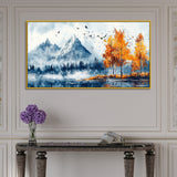 Snowy Mountain Landscape Canvas Wall Painting with Frame