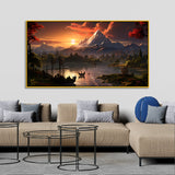 Sunrise Over the Lake Calm Waters Landscape Nature Wall Painting